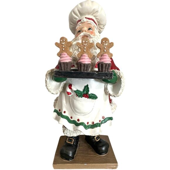 Santa Clause baking Gingerbread. Table top holiday decoration. 12” NWT - Picture 1 of 6